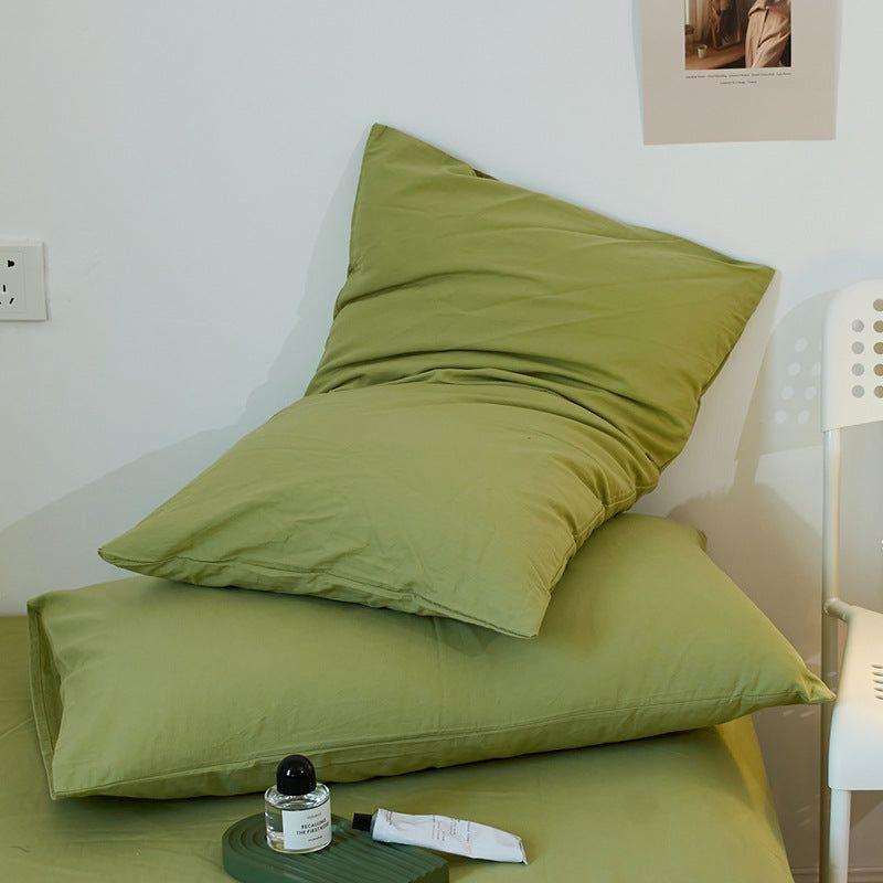 Green 100% Cotton Pillowcase Set - Envelope Closure(without pillow core)