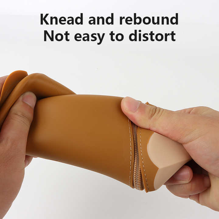 Brown Creative Silicone Pencil Case - High-Value Stationery  - Large Capacity Desk Organizer