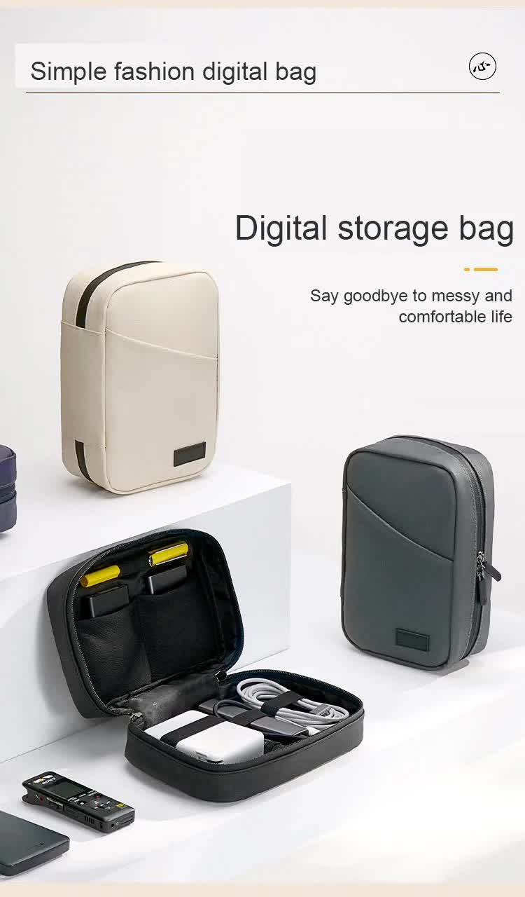 Dark Purple Premium PU Leather Multi-Functional Travel Cable Organizer - Waterproof Digital Storage Pouch