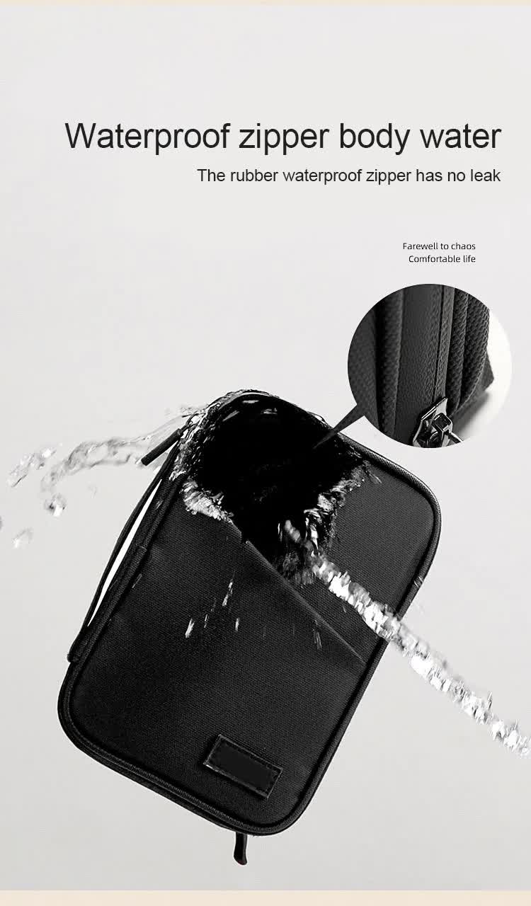 Dark Purple Premium PU Leather Multi-Functional Travel Cable Organizer - Waterproof Digital Storage Pouch