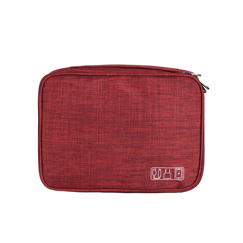 Red Durable Three-Layer Earphone &amp; Digital Organizer - Waterproof Cosmetic &amp; Cable Storage Pouch(Photography props not included, only the bag)
