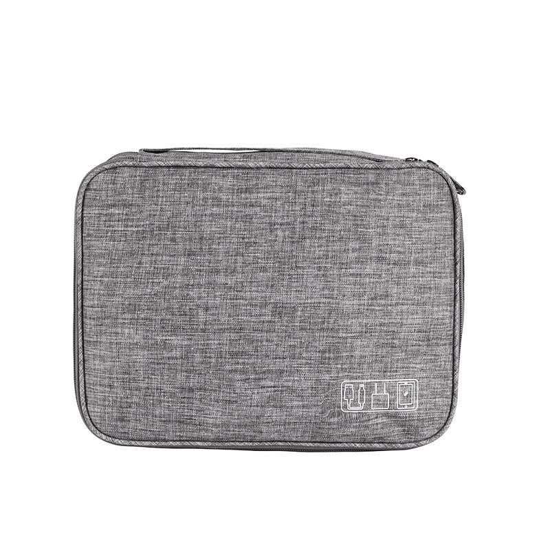 Grey Durable Three-Layer Earphone &amp; Digital Organizer - Waterproof Cosmetic &amp; Cable Storage Pouch(Photography props not included, only the bag)