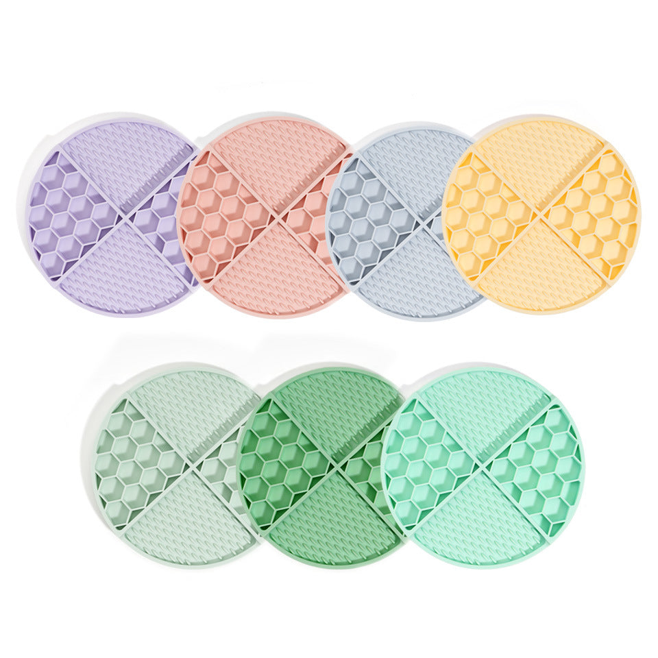 2 Pcs Light Green Honeycomb Pet Slow Feeder Bowl - Anti-Choke Silicone Lick Mat with Suction for Dogs