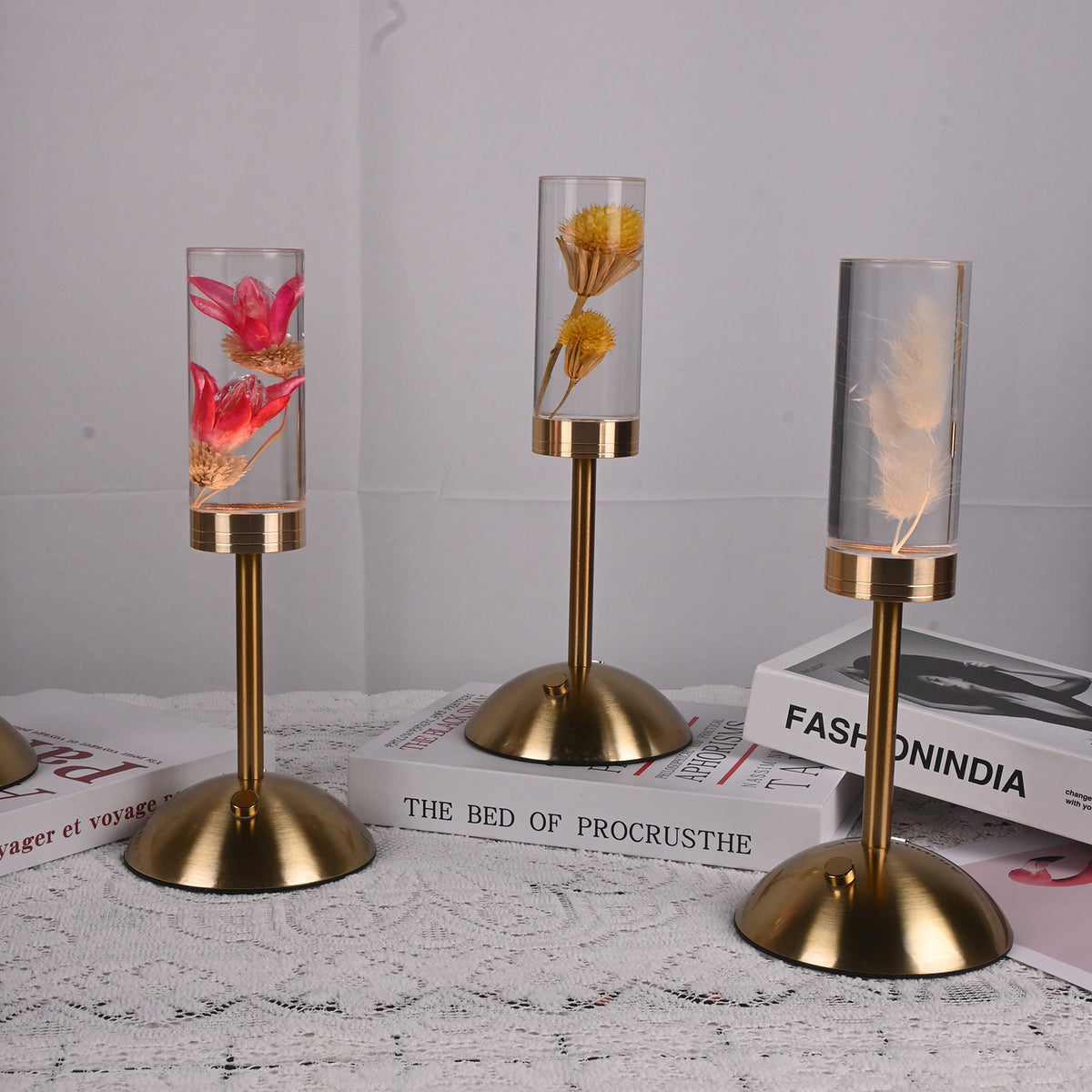 lily Eternal Flower Acrylic Table Lamp - Color-Changing LED, USB Rechargeable, Touch Control