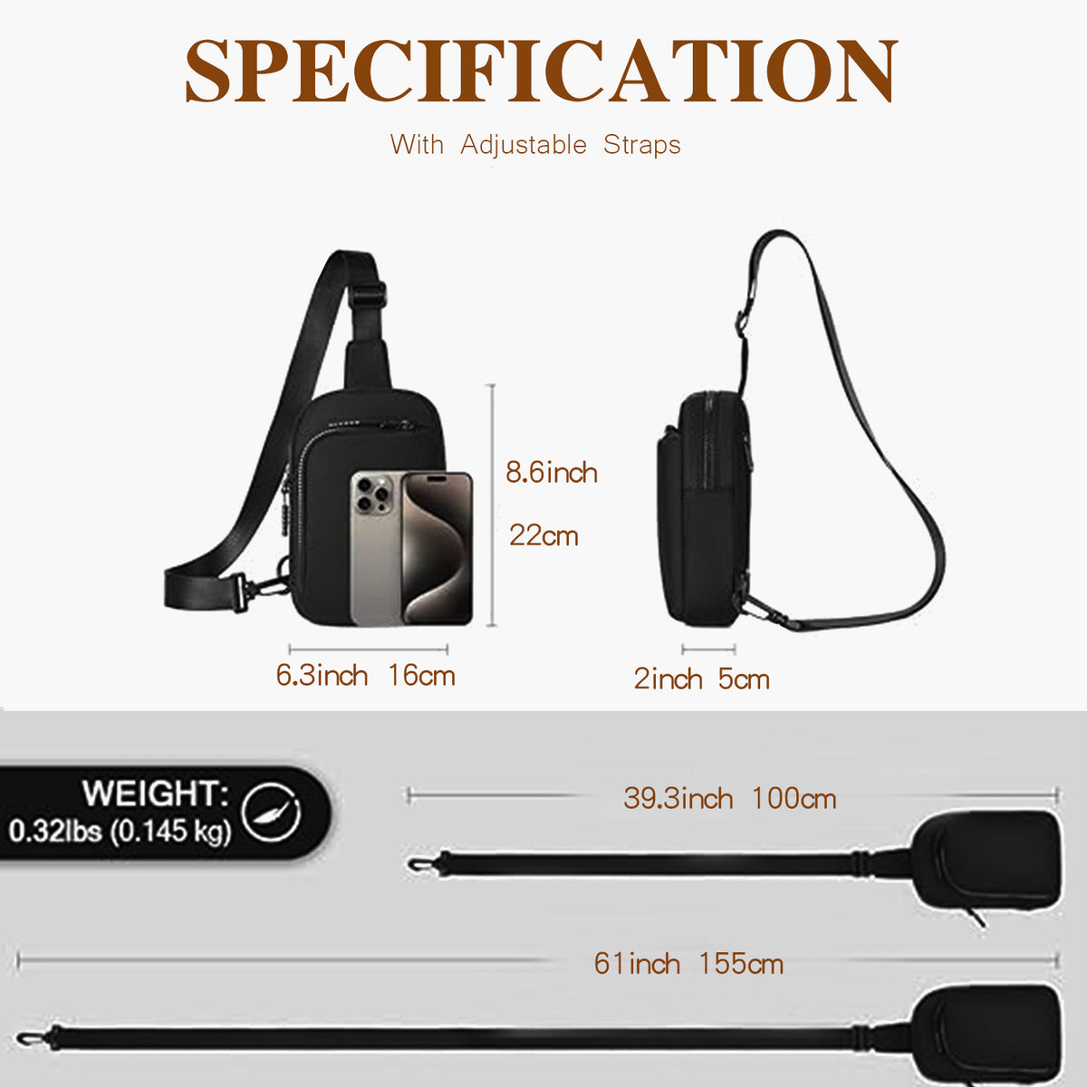Light Blue Trendy Waterproof Sling Bag - Lightweight Crossbody Chest Pack, Adjustable Strap