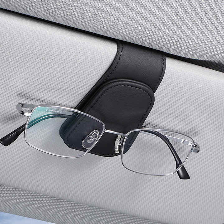 2 Pcs Red PU Leather Car Visor Sunglasses Holder - Multi-Functional Clip for Glasses, Cards & Tickets, 9.5x4.5cm