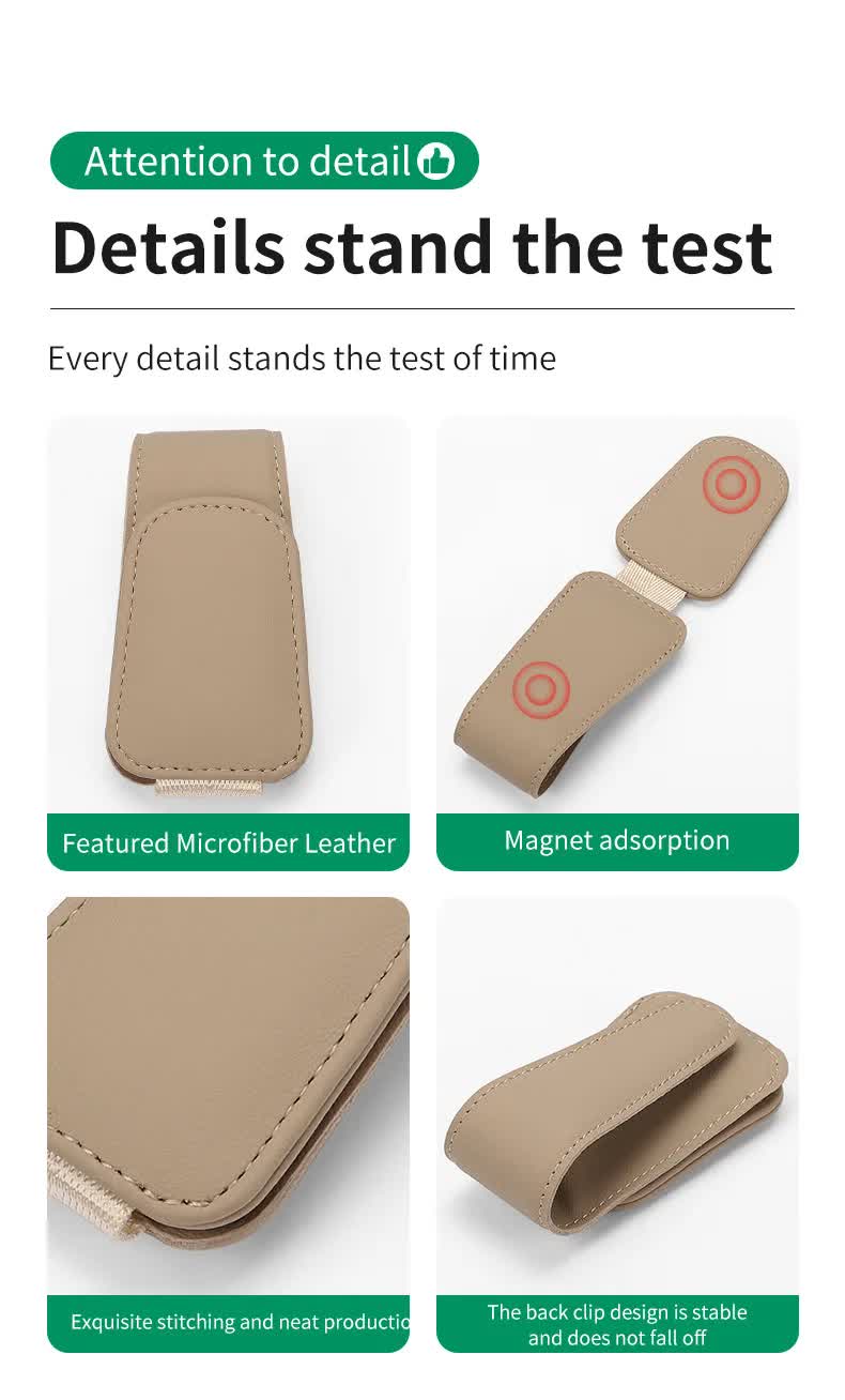 2 Pcs Pink PU Leather Car Visor Sunglasses Holder - Multi-Functional Clip for Glasses, Cards & Tickets, 9.5x4.5cm