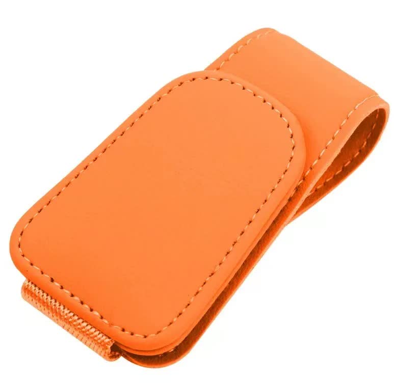 2 Pcs Orange PU Leather Car Visor Sunglasses Holder - Multi-Functional Clip for Glasses, Cards &amp; Tickets, 9.5x4.5cm