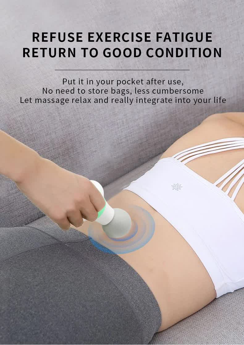 2 Pcs Grey And Green Mini Massage Gun - 6-Speed Muscle Relaxer, USB Rechargeable, Portable Fascia Massager for Home Use