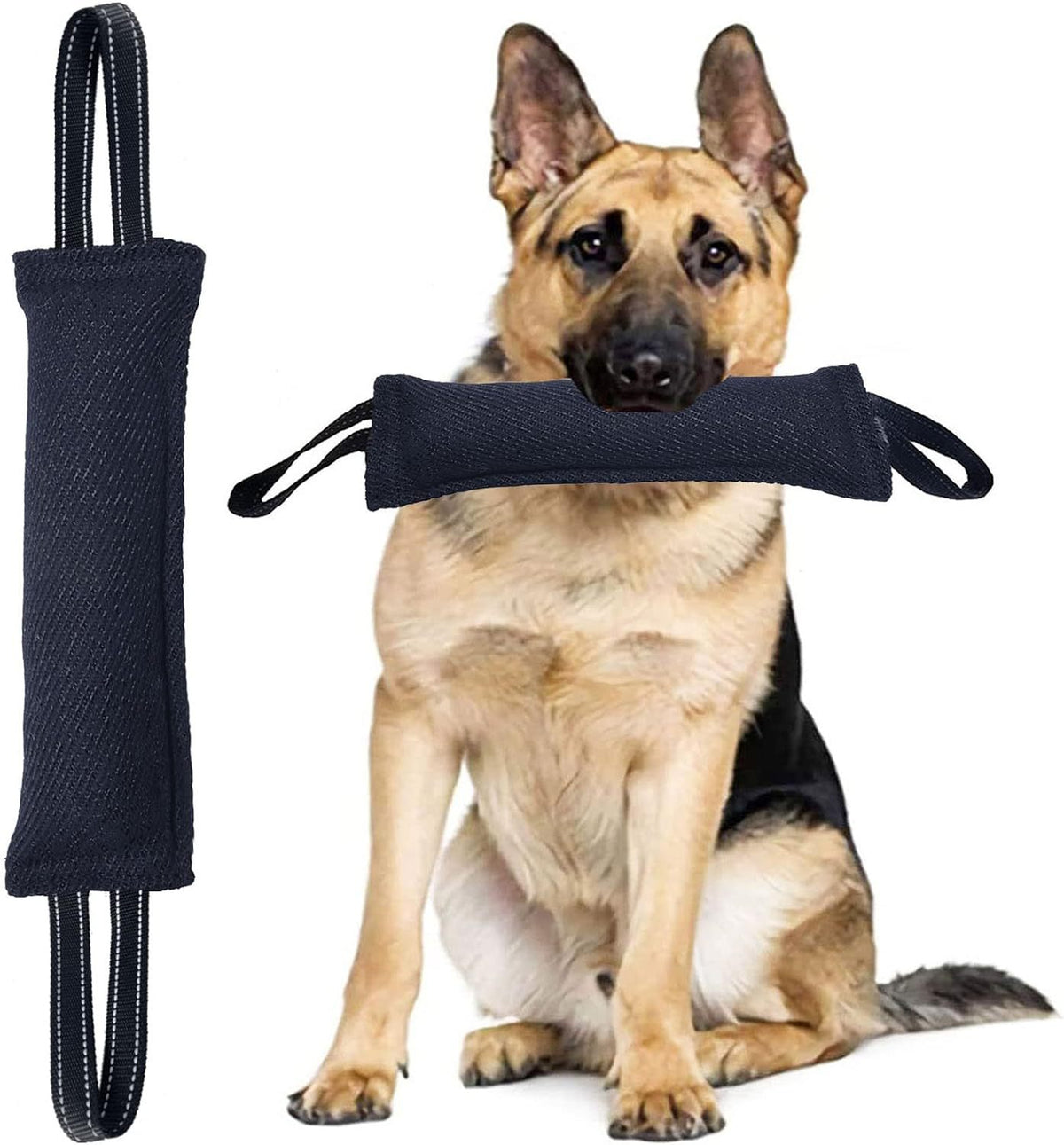 Black Durable 2-Pack Tug-of-War Dog Training Toy - Tear-Resistant, Safe &amp; Interactive for All Breeds