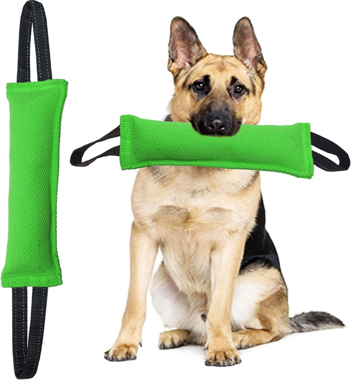 Green Durable 2-Pack Tug-of-War Dog Training Toy - Tear-Resistant, Safe &amp; Interactive for All Breeds