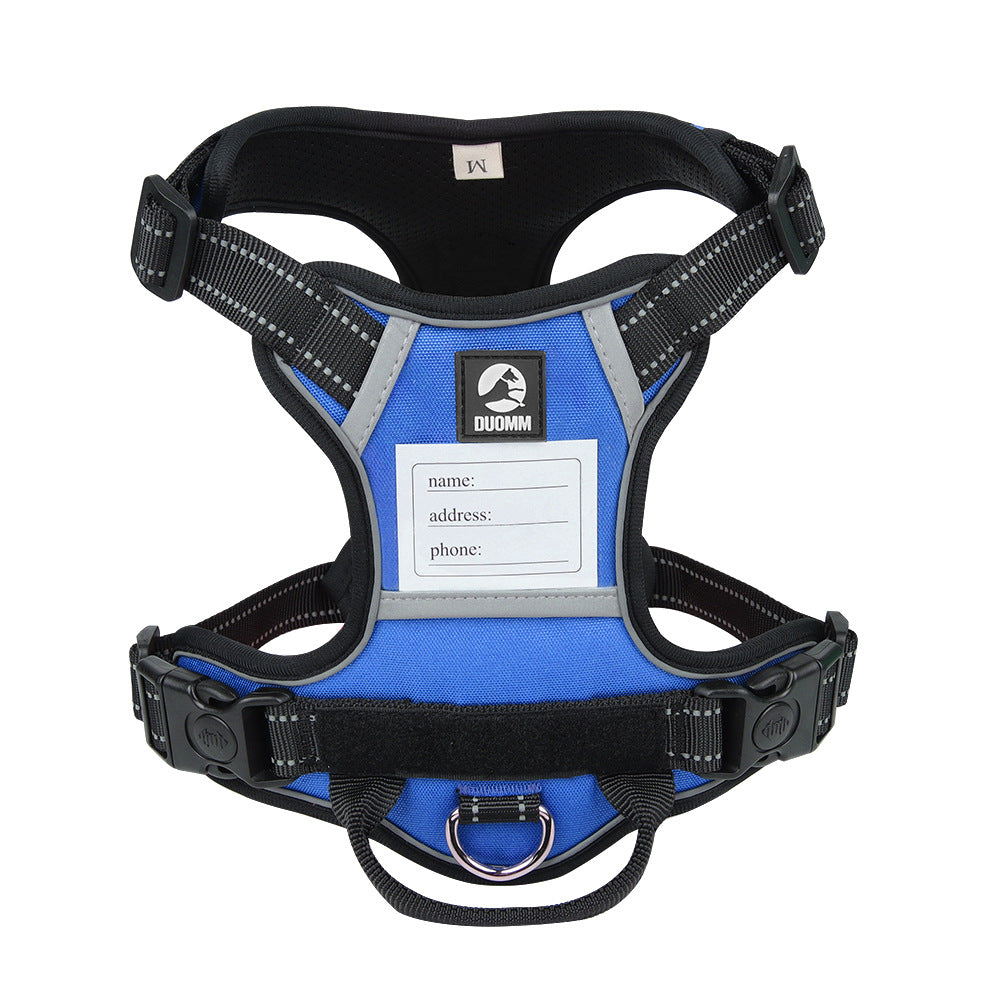 Size S Blue Reflective No-Pull Dog Harness - Adjustable &amp; Durable for Large Breeds, Anti-Escape Design