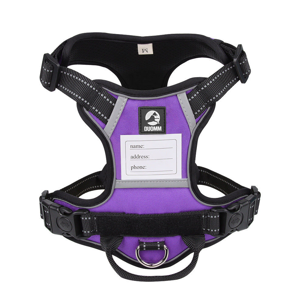 Size M Purple Reflective No-Pull Dog Harness - Adjustable &amp; Durable for Large Breeds, Anti-Escape Design