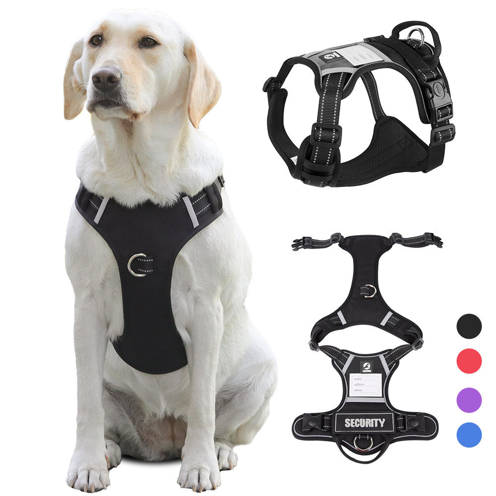 Size XL Blue Reflective No-Pull Dog Harness - Adjustable & Durable for Large Breeds, Anti-Escape Design