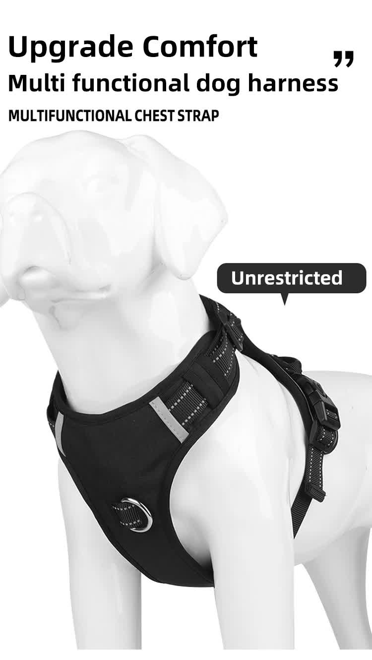 Size XL Blue Reflective No-Pull Dog Harness - Adjustable & Durable for Large Breeds, Anti-Escape Design