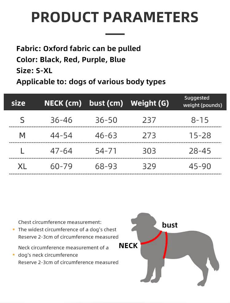 Size XL Black Reflective No-Pull Dog Harness - Adjustable & Durable for Large Breeds, Anti-Escape Design