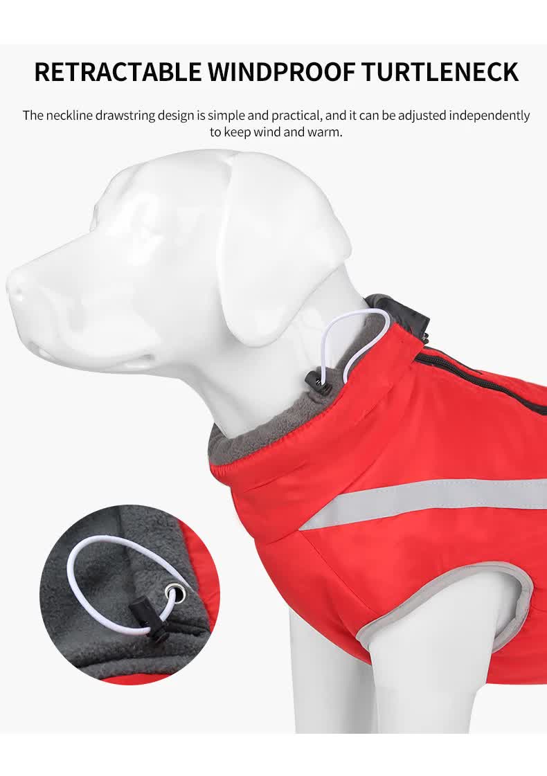 Size XL Pink Reflective Winter Dog Jacket - Warm & Waterproof Outdoor Coat for Large Breeds