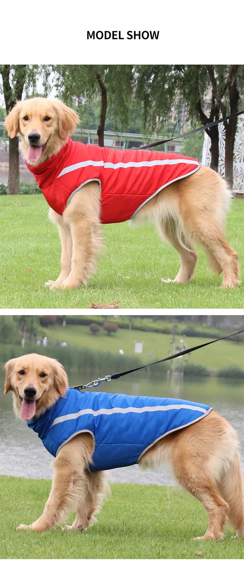 Size 2XL Yellow Reflective Winter Dog Jacket - Warm & Waterproof Outdoor Coat for Large Breeds