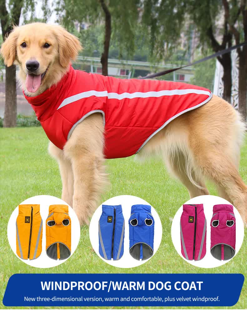 Size 5XL Pink Reflective Winter Dog Jacket - Warm & Waterproof Outdoor Coat for Large Breeds