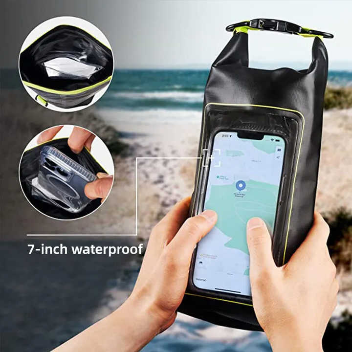 White 2L Waterproof Phone Pouch - Multi-Functional PVC Dry Bag for Swimming and Water Activities