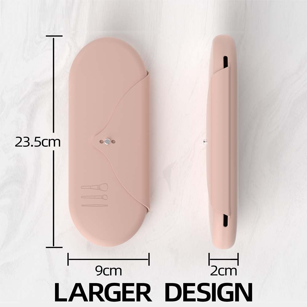 2 Pcs Pink Elegant Silicone Makeup Brush Storage Case - Travel-Friendly, Dustproof, and Multi-Functional