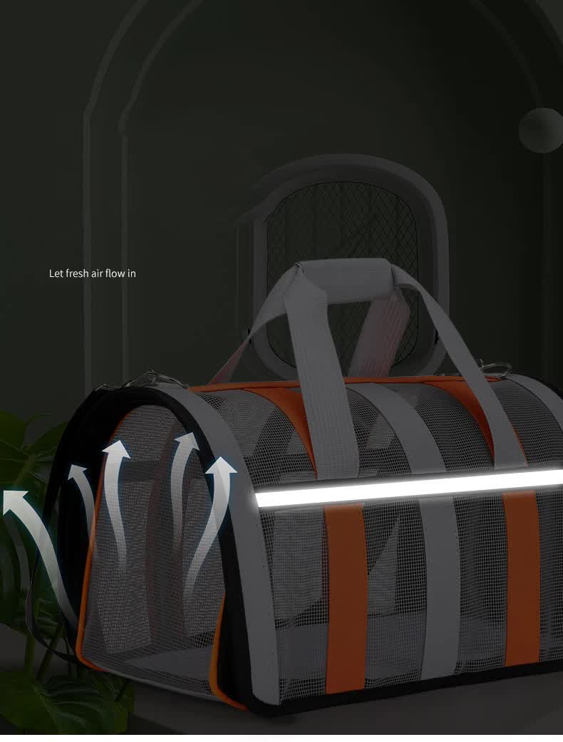 Size S Black and Red Foldable Pet Carrier Bag - Lightweight, Breathable, and Spacious for All Seasons