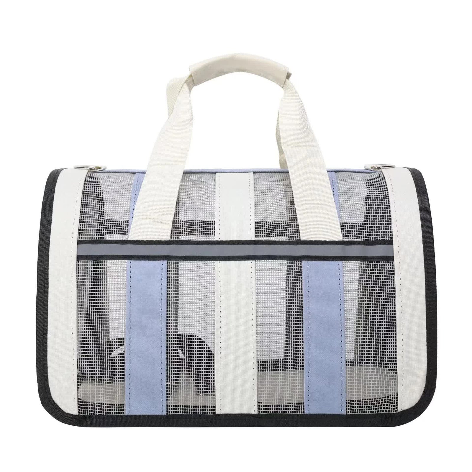Size S Blue And White Foldable Pet Carrier Bag - Lightweight, Breathable, and Spacious for All Seasons