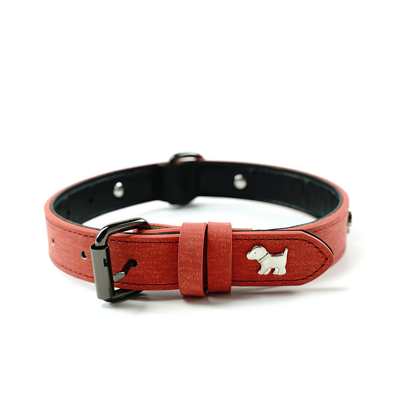 2 PCS Red Soft Leather Dog Collar - Adjustable &amp; Durable for Medium/Large Dogs M-(58*2.5cm)