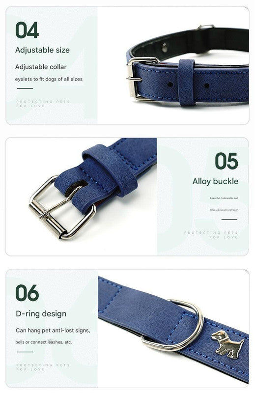 2 PCS Green Soft Leather Dog Collar - Adjustable & Durable for Medium/Large Dogs M-(58*2.5cm)