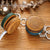 Coffee Side Band Mini Leather Tape Measure - 1.5m/60in - Round With Hook And Pattern