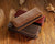 Coffee Genuine Leather Pencil Case - Vintage Zip-Up Pen Holder with Elastic Loops