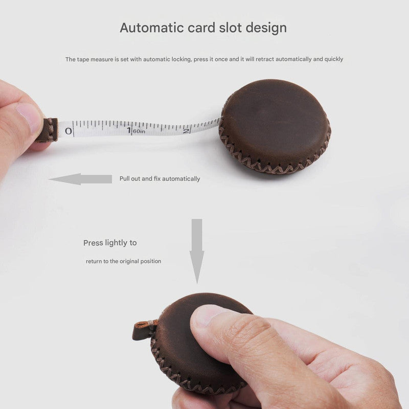 2 PCS Dark Green Hand-Stitched Leather Tape Measure - Compact & Stylish Measuring Tool