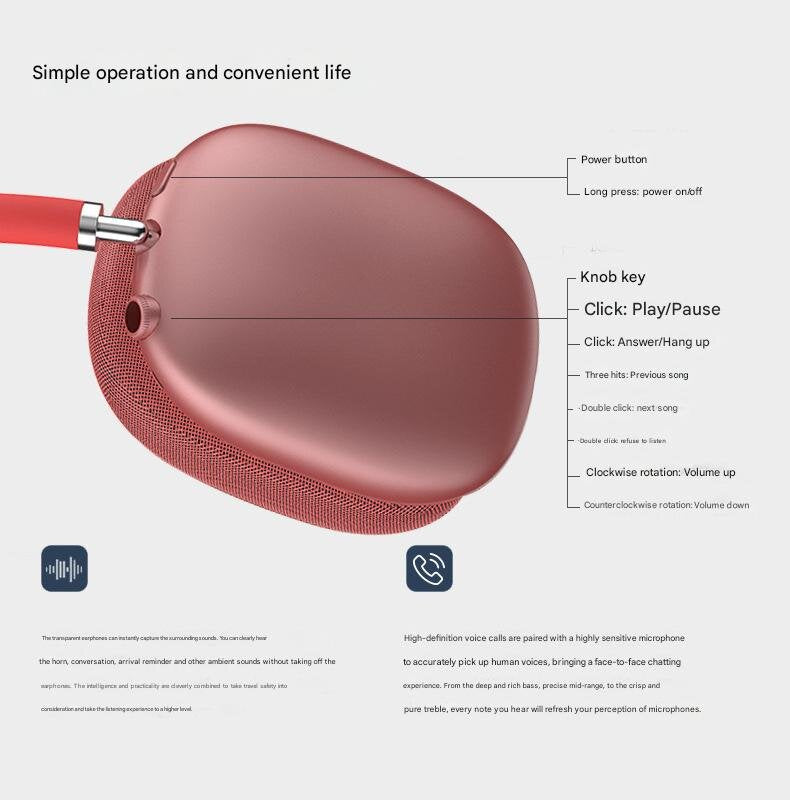 Green Bluetooth Over-Ear Headphones - Mesh Headband, Wireless, Rotatable Earcups
