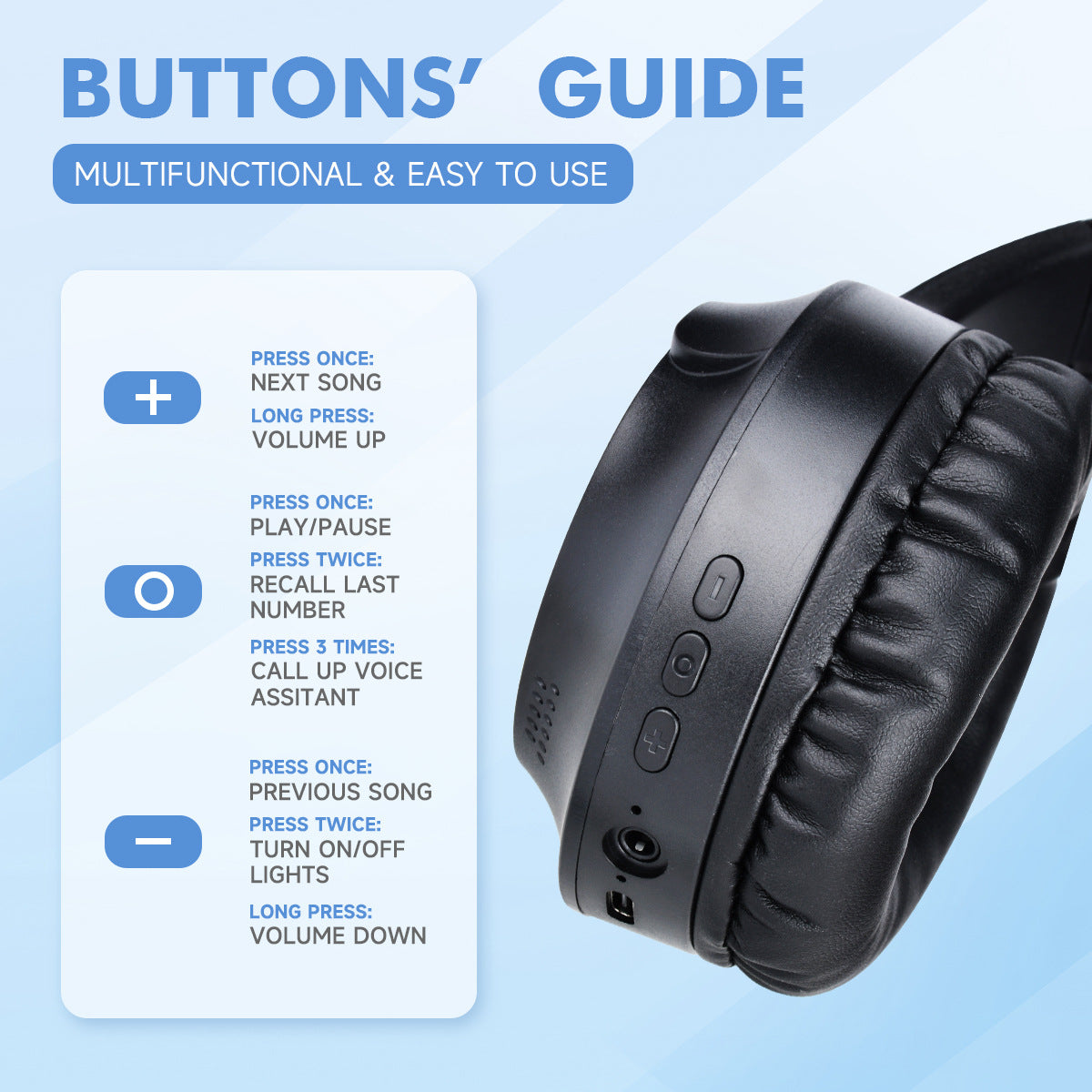 Pink Wireless Gaming Headphones with Lights - Foldable Design, 40mm Drivers, Comfortable