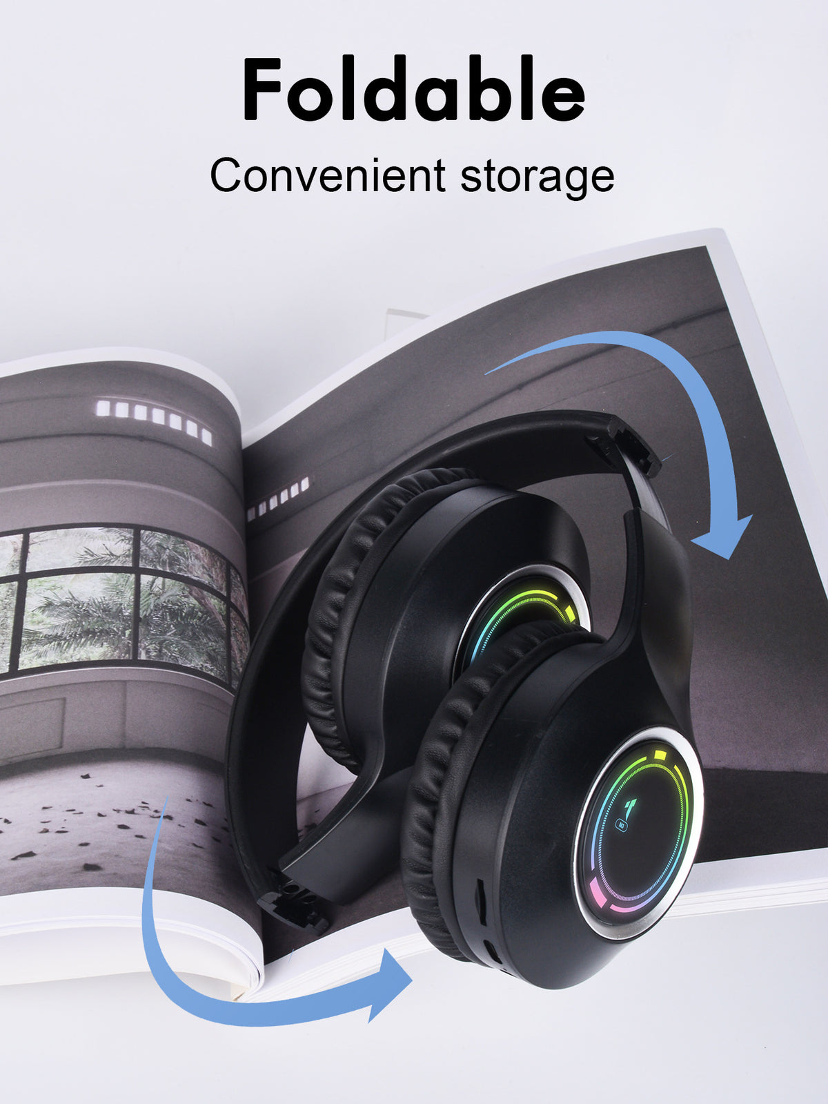 White Bluetooth 5.2 Headphones - Foldable, Adjustable Headband, TF Card