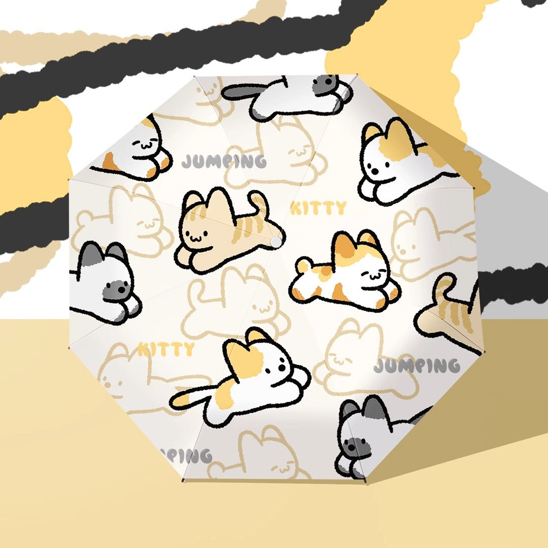 Jumping Kitten Cute Cartoon Umbrella - Sun/Rain Umbrella