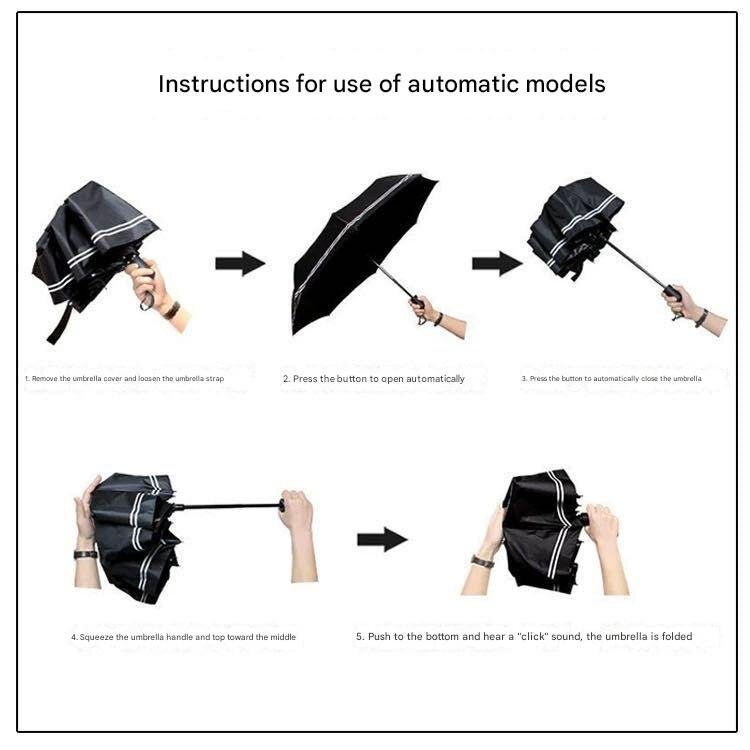 Blue Gradient Gradient Automatic Folding Umbrella - Sun & Rain Protection for Women