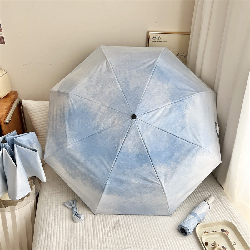 The East Is Bright Gradient Automatic Folding Umbrella - Sun &amp; Rain Protection for Women