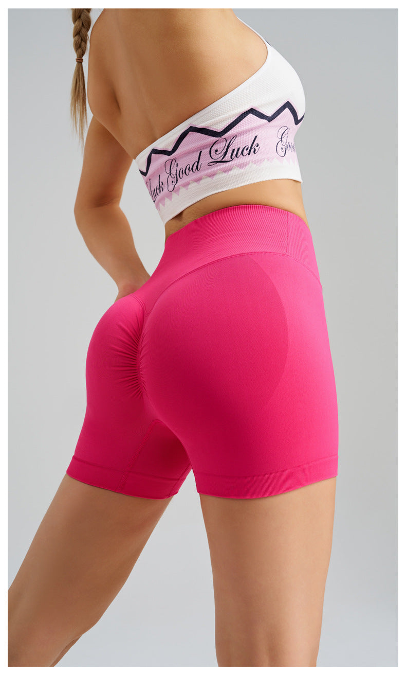 Rose Red Yoga Shorts - Seamless, High Waist, Tummy Control Size XL