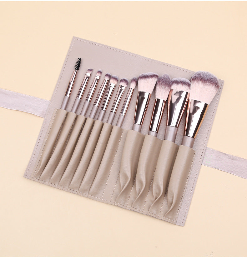 Champagne 11 Pcs Makeup Brush Set - Complete Brush Kit with Travel Case