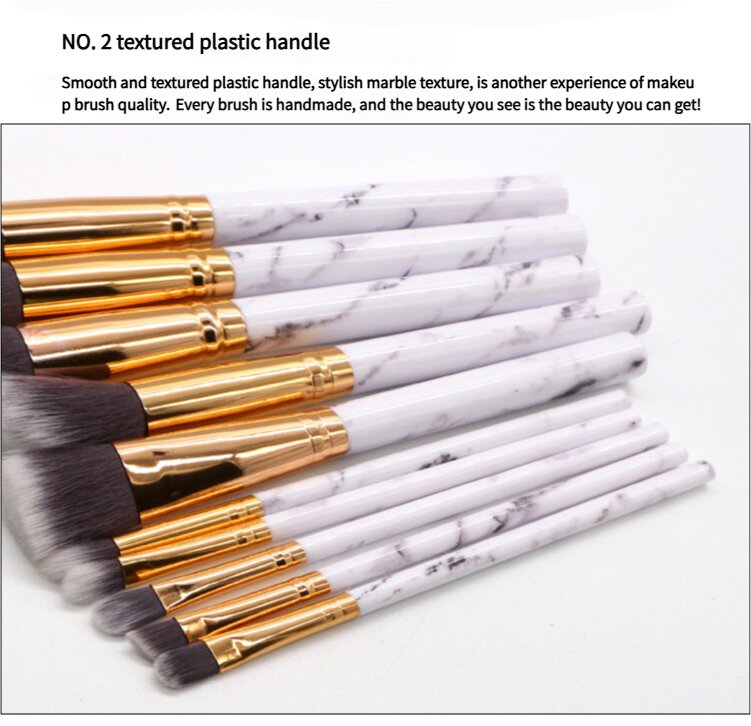 Barrel Pink Marble Makeup Brush Collection - 10 brushes for face, eyes and lips