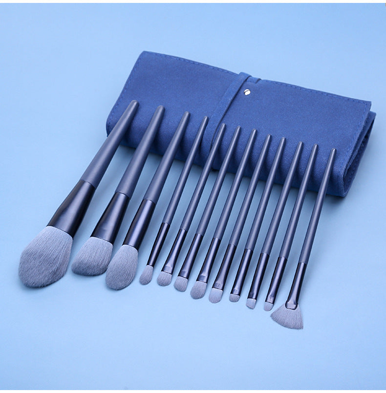 Blue Professional 12 Piece Makeup Brush Kit - Soft Synthetic Brushes for Face &amp; Eyes