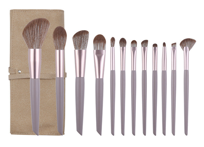 Brown Professional 12 Piece Makeup Brush Kit - Soft Synthetic Brushes for Face &amp; Eyes