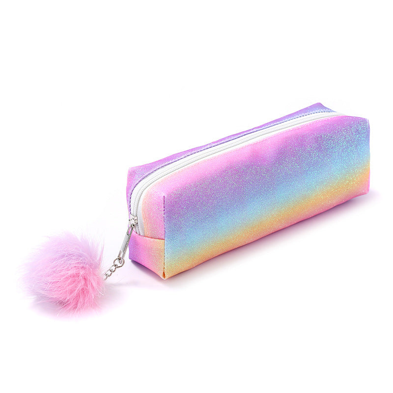 Rainbow Glitter Pencil Cases - Set of 4 Sparkly Stationery Pouches