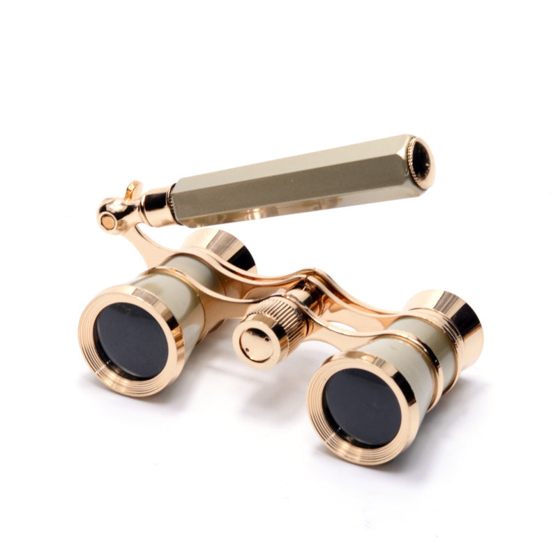 Champagne Gold Elegant Theatre Binoculars - Portable &amp; Stylish Handheld Opera Glasses (Focal length: 200mm)