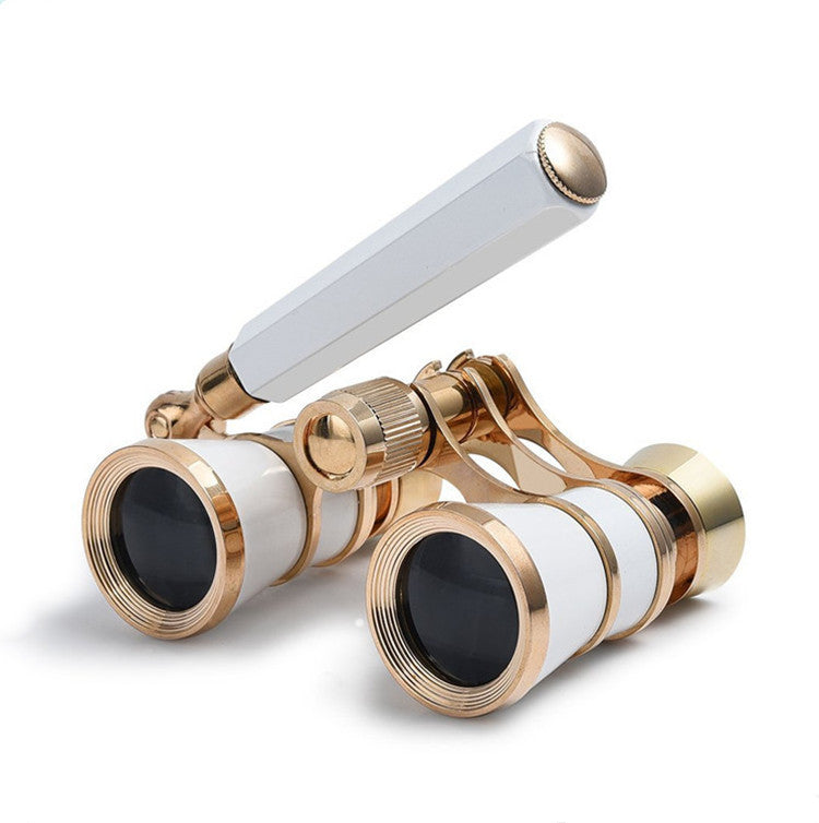White Elegant Theatre Binoculars - Portable &amp; Stylish Handheld Opera Glasses (Focal length: 400mm)