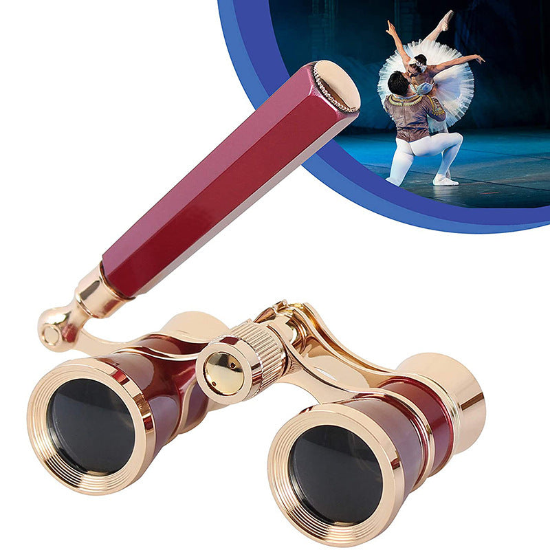 Red Elegant Theatre Binoculars - Portable &amp; Stylish Handheld Opera Glasses (Focal length: 300mm)