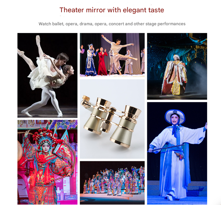 Red Elegant Theatre Binoculars - Portable & Stylish Handheld Opera Glasses (Focal length: 300mm)