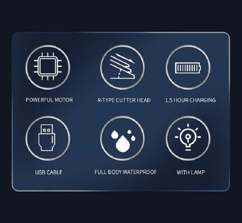 Dual Blades Men's Body Hair Scissors - USB Rechargeable, Waterproof with LED Light