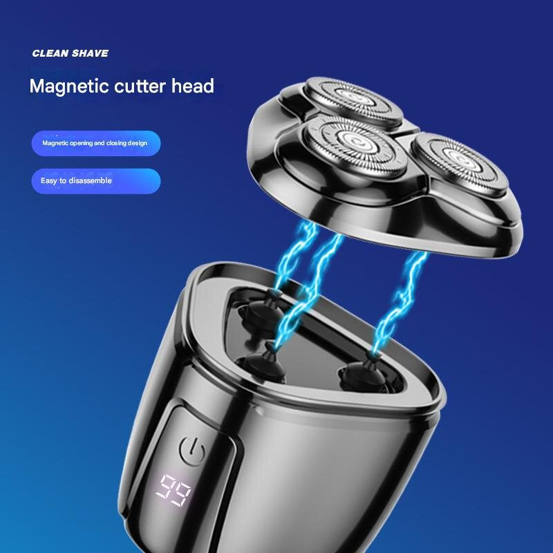 Silver Mini Electric Shaver for Men - Portable & Rechargeable Razor for Travel